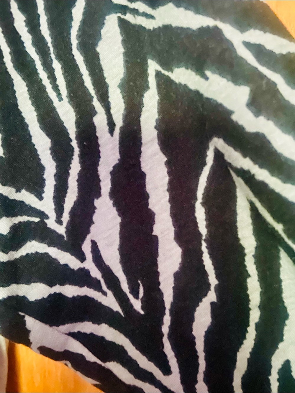 🦓🩶POL Grey Raglan Long-Sleeve Top with Black Zebra-Print Sleeves - Picture 3 of 6